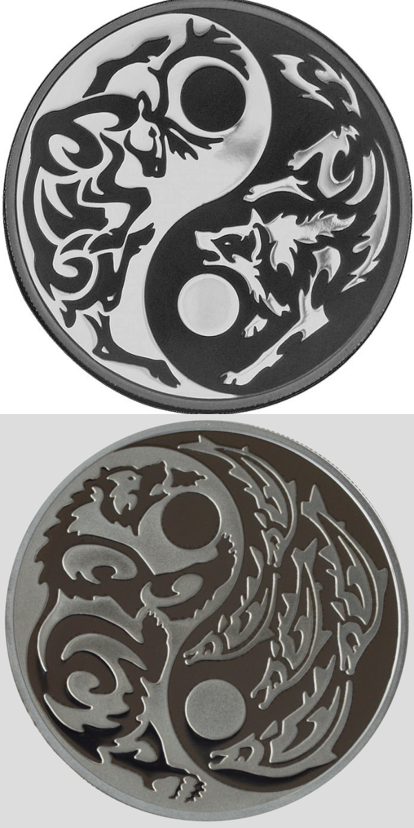 2014-2015 1 oz Silver Palladium Coin - Predator vs Prey Series - Wolf vs. Caribou & Grizzly vs. Salmon - Matching COA