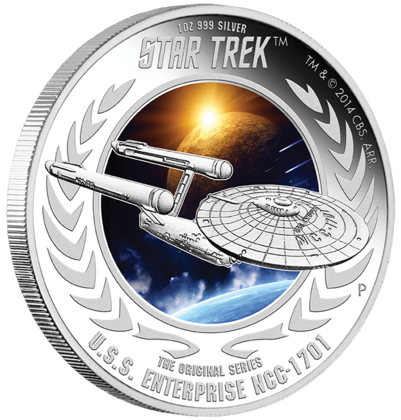 2015 1oz Silver Proof Coin - Star Trek Original Series - U.S.S. Enterprise NCC-1701 - Perth Mint