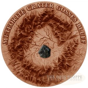 GOSSES BLUFF - METEORITE CRATER - 2017 1 oz Silver Coin - Ultra High Relief with Copper & Antique Finish - Henbury Meteorite - Niue