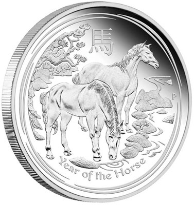 Australian Lunar 2014 Year of the Horse Bullion 1oz Silver Coin