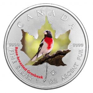 ROSE BREASTED GROSBEAK - CANADIAN BIRDS - 2017 1 oz Maple Leaf Silver Coin