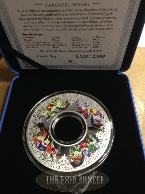 2014 Year of the Horse Г?? Carousel Horses Coin - 2 oz Pure Silver - Tokelau