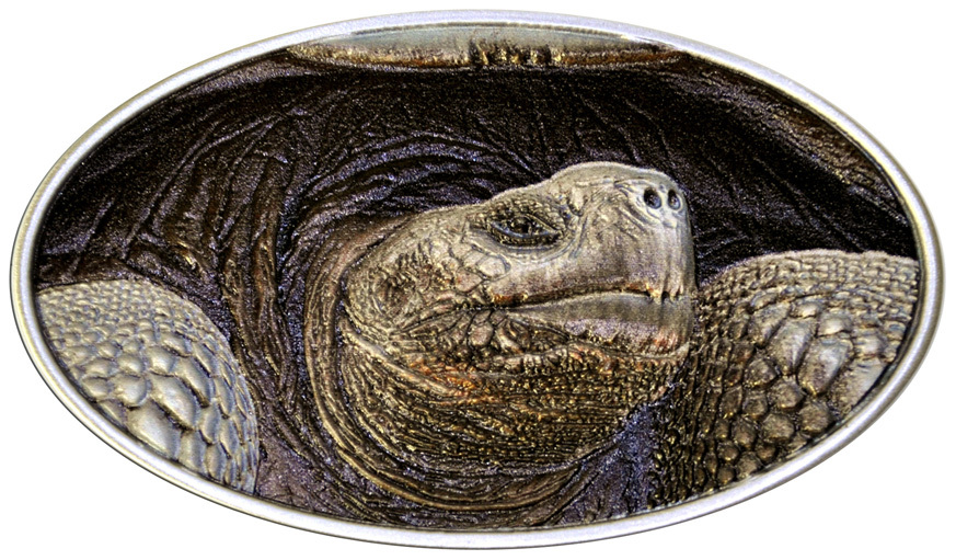 LONESOME GEORGE - TORTOISE - XL RELIEF - 2015 1 oz Pure Silver Coin - Digital Printing 5C on High Relief - Niue Island