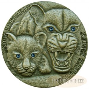 2015 1 oz Ultra High Relief Silver Coin with Swarovski - Wildlife Family - Snow Leopards