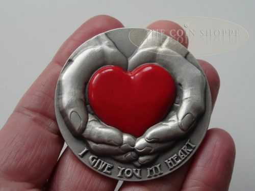 I GIVE YOU MY HEART - EMOTIONS SERIES - 4MM MAX RELIEF - 2016 3 oz Pure Silver Coin - Antique - Niue Island