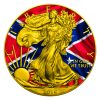 ** FREE SHIPPING TO USA & CANADA ** CONFEDERATE FLAG - US SILVER EAGLE - 2016 1 oz Pure Silver Coin - Color and 24K Gilding