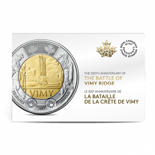 2017 $2.00 TOONIE CIRCULATION COIN - 100TH ANNIVERSARY OF THE BATTLE OF VIMY RIDGE - 5 COIN PACK