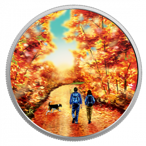 NATURE WALK AT SUNRISE - GREAT CANADIAN OUTDOORS - 2017 $15 3/4 Fine Silver Coin - Royal Canadian Mint