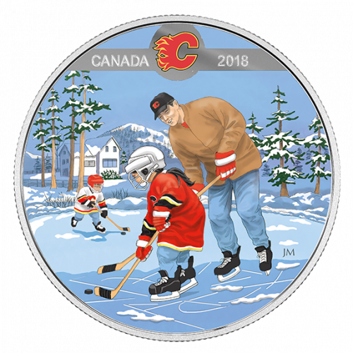 *LEARNING TO PLAY: CALGARY FLAMES - 2018 $10 1/2 oz Fine Silver Coin - Royal Canadian Mint