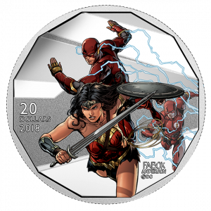 THE FLASH AND WONDER WOMAN - THE JUSTICE LEAGUE - 2018 $20 1 oz Fine Silver Coin