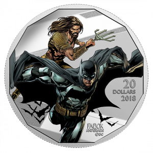 *BATMAN AND AQUAMAN - THE JUSTICE LEAGUE - 2018 $20 1 oz Fine Silver Coin