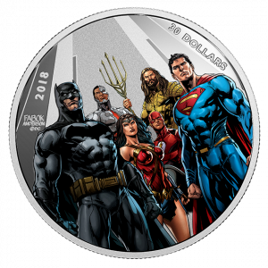 *THE WORLD’S GREATEST SUPER HEROES - BATMAN, SUPERMAN, AQUAMAN, CYBORG, THE FLASH AND WONDER WOMAN - THE JUSTICE LEAGUE - 2018 $30 2 oz Fine Silver Coin