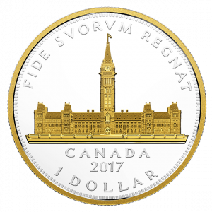 COMMEMORATIVE ROYAL VISIT – PARLIAMENT BUILDING  - RENEWED SILVER DOLLAR - 2017 $1 2 oz Pure Silver Coin