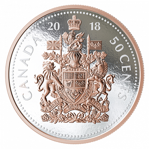 *BIG COIN SERIES SUBSCRIPTION: VOYAGEUR - DOLLAR, CARIBOU - 25 CENTS, BLUENOSE - 10 CENTS , BEAVER - 5 CENTS, COAT OF ARMS - 50 CENTS, POLAR BEAR - 2 DOLLARS, MAPLE LEAF - 1 CENT - 2018 5-OUNCE Fine Silver Coin - Royal Canadian Mint