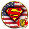 SUPERMAN - CANADIAN & USA FLAG - 2016 1 oz Pure Silver Canadian Coin - Color and 24K Gold Gilding