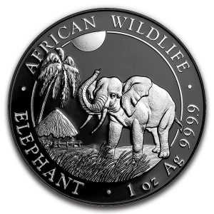 SOMALIAN AFRICAN ELEPHANT - SILVER ENIGMA - 2017 1 oz Silver Coin - Black Ruthenium