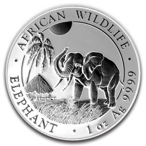 SOMALIAN AFRICAN ELEPHANT - SILVER SHADOWS - 2017 1 oz Silver Coin - Black Ruthenium