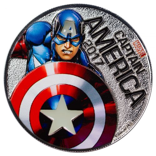 CAPTAIN AMERICA - MARVEL LIGHT-UPS - ILLUMINATING COIN SERIES - 2017 Silver Plated $0.50 Coin - Fiji