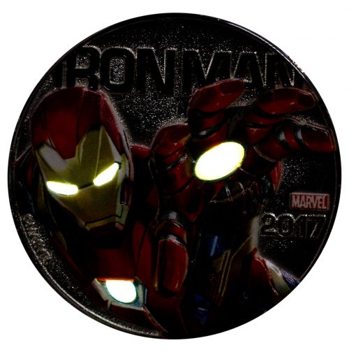 IRONMAN - MARVEL LIGHT-UPS - ILLUMINATING COIN SERIES - 2017 Silver Plated $0.50 Coin - Fiji