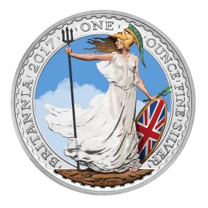 BRITANNIA - COLORIZED SHIELD  - 2017 1 oz Pure Silver Color Coin