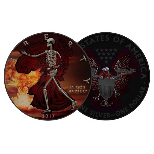 SKELETAL EDITION - ARMAGEDDON EAGLES – 2017 American Silver Eagle 1 oz Coin - Color and Black Ruthenium