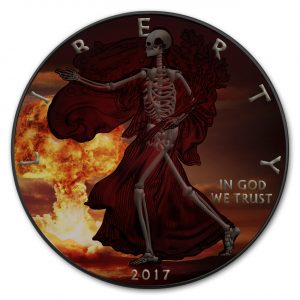 SKELETAL EDITION - ARMAGEDDON EAGLES – 2017 American Silver Eagle 1 oz Coin - Color and Black Ruthenium