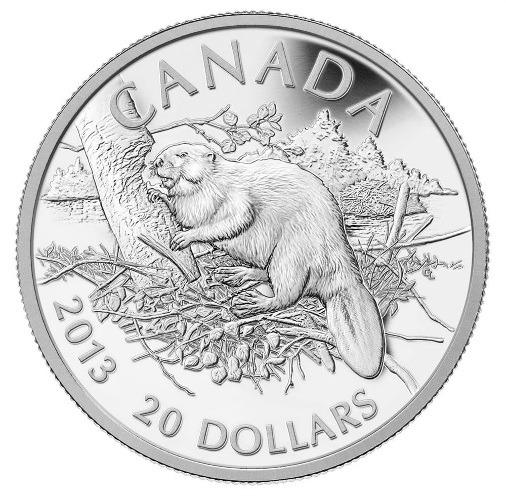 THE BEAVER - 2013 $20 1 oz Fine Silver Coin - Royal Canadian Mint