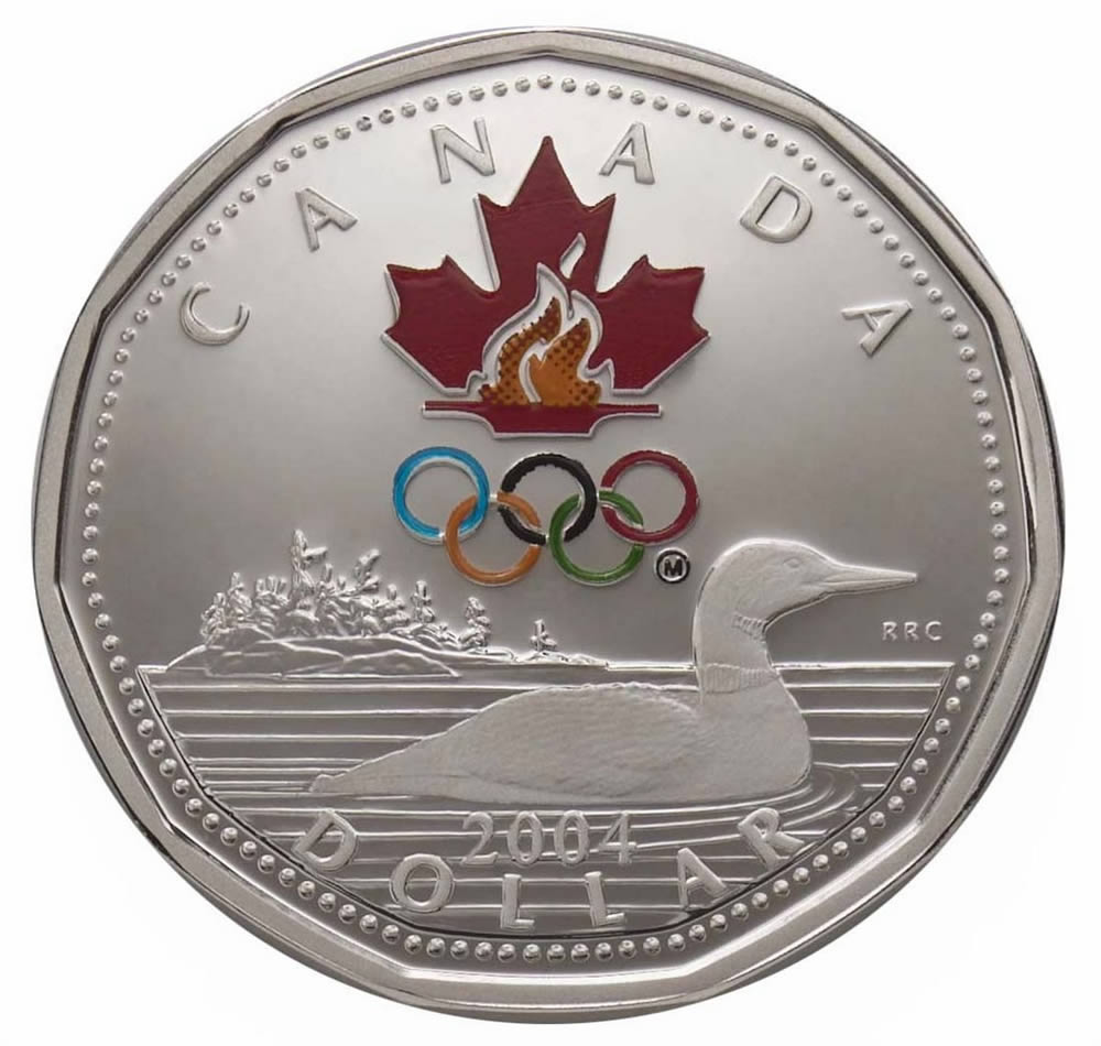 *STERLING SILVER LUCKY LOONIE - 2004 $1 Fine Silver Coin - Royal Canadian Mint