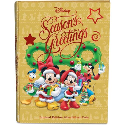 SEASON'S GREETINGS - MICKEY MOUSE & FRIENDS - DISNEY - 2017 1/2 oz Fine Silver Coin - Niue - NZ Mint