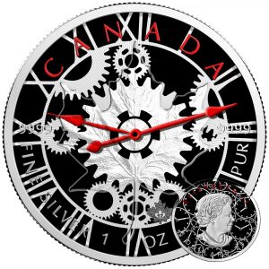 MAPLE LEAF CLOCK - 2017 Canadian Silver Maple Leaf 1 oz Pure Silver Coin - Color