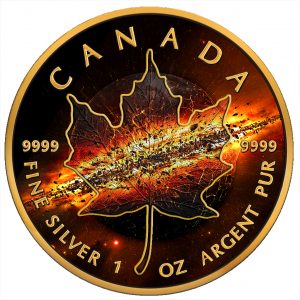 APOCALYPSE II MAPLE LEAF - 2017 1 oz Pure Silver Coin - Black Ruthenium , 24KT Gold and Color