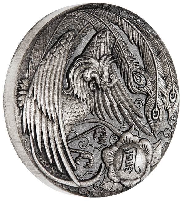 PHOENIX - 2018 2 oz Pure Silver Antiqued Coin - Perth Mint - Tuvalu