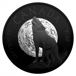 THE HOWLING WOLF - NOCTURNAL BY NATURE - 2018 $20 1 oz Fine Silver Coin - Royal Canadian Mint