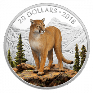 COURAGEOUS COUGAR - MAJESTIC WILDLIFE - 2018 $20 1 oz Fine Silver Coin - Royal Canadian Mint