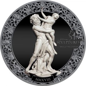 RAPE OF PROSERPINA - ETERNAL SCULPTURES - 2018 2 oz Pure Silver Black Proof Smartminting Coin - Palau