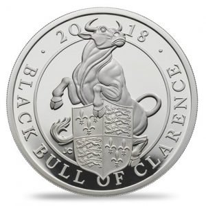 BLACK BULL OF CLARENCE - QUEEN'S BEASTS - 2018 1 oz Pure Silver Proof Coin