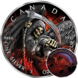 GRIM REAPER II - APOCALYPSE - 2017 1 oz Pure Silver Reverse Proof Coin - Black Ruthenium and Color