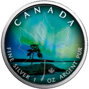 QUEBEC - NORTHERN LIGHTS SERIES - 2018 1 oz Pure Silver Color Coin In Capsule