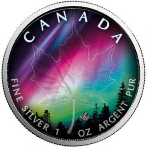 ALBERTA - NORTHERN LIGHTS SERIES - 2018 1 oz Pure Silver Color Coin In Capsule