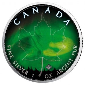 MANITOBA - NORTHERN LIGHTS SERIES - 2018 1 oz Pure Silver Color Coin In Capsule