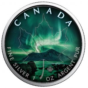 NORTHWEST TERRITORIES - NORTHERN LIGHTS SERIES - 2018 1 oz Pure Silver Color Coin In Capsule