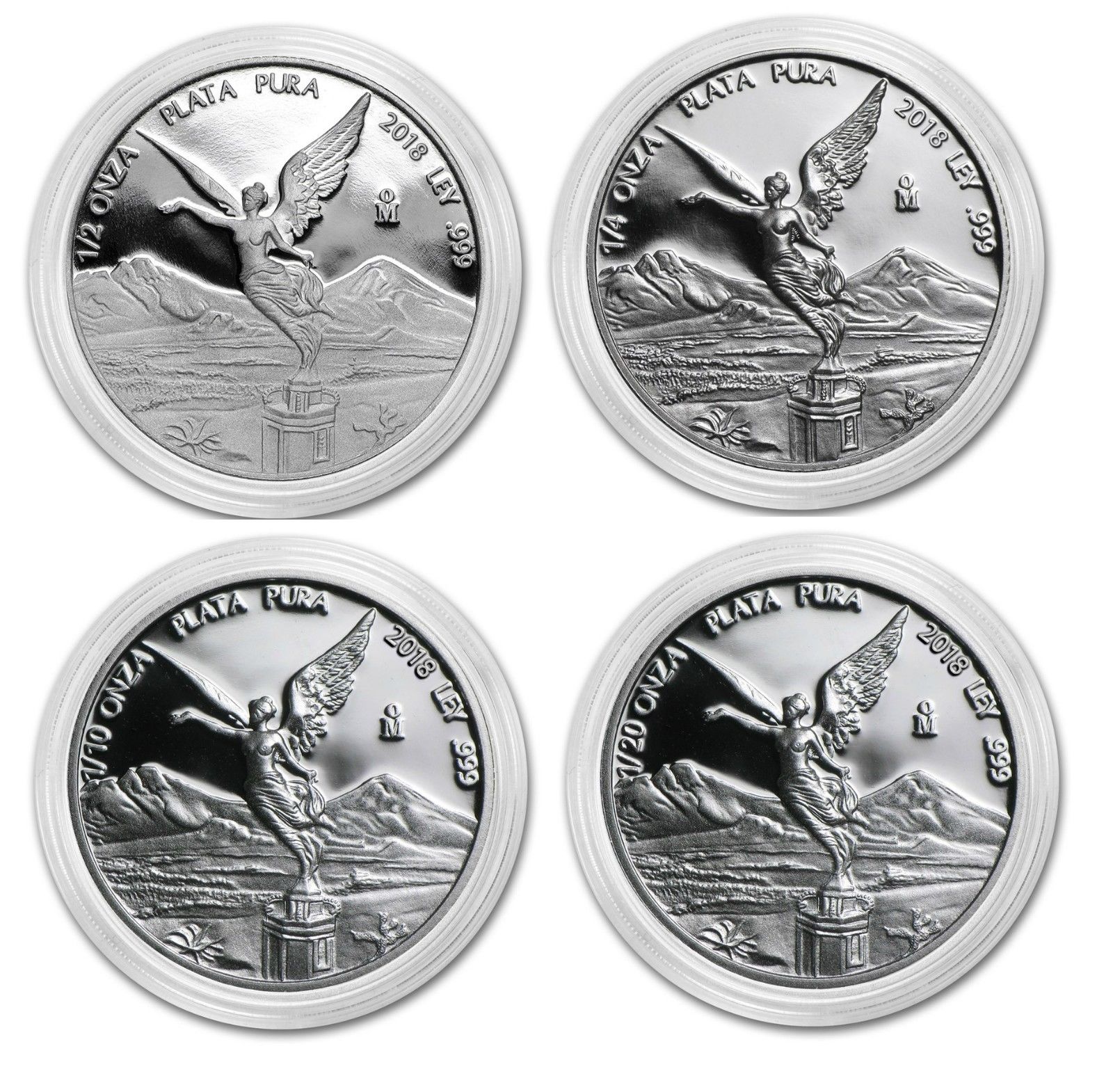 LIBERTAD - MEXICO - 2018 Fractional Set - 1/2 oz, 1/4 oz, 1/10 oz,1/20 oz Proof Silver Coins