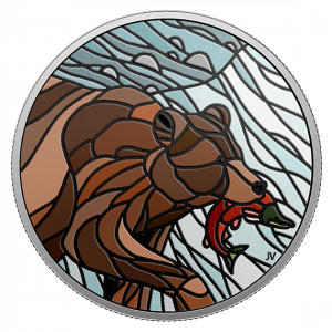 CANADIAN MOSAICS GRIZZLY BEAR 2018 $20 1 oz Fine Silver Coin - Royal Canadian Mint