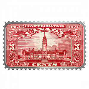 CANADA'S HISTORICAL STAMPS: PARLIAMENT BUILDING 1927 CONFEDERATION - 2018 $20 1 oz Fine Silver Coin – ROYAL CANADIAN MINT