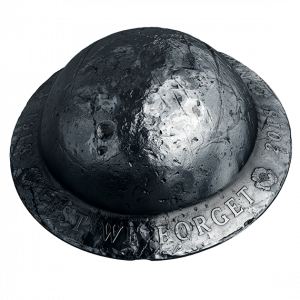 LEST WE FORGET - HELMET SHAPED - 2018 $25 1.5 OZ FINE SILVER COIN – ROYAL CANADIAN MINT