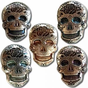 SUGAR SKULL - DAY OF THE DEAD ROSE - 3D POURED BAR  - 2 oz Pure Silver Bar