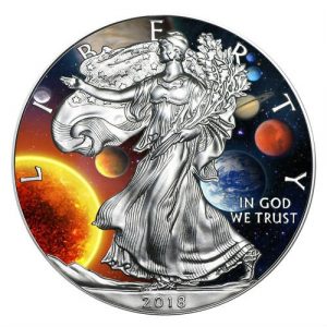 SOLAR SYSTEM - 2018 1 oz American Silver Eagle Coin - Color