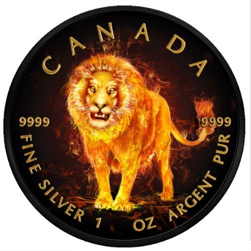 1 Oz Silver BURNING CANADIAN MAPLE Ruthenium 24K GOLD ONLY 500! 2015 RARE