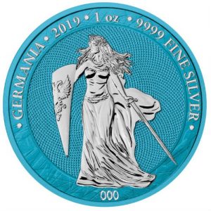 GERMANIA 2019 - SPACE BLUE - 5 Mark 1 oz Pure Silver Brilliant Uncirculated Round