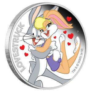 LOVESTRUCK - LOONEY TUNES - BUGS & LOLA - 2019 1 oz Silver Proof Coin - Perth Mint - Tuvalu